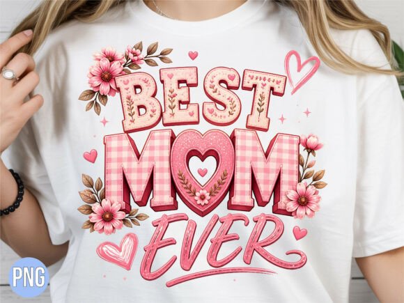 Best Mom Ever Heart Floral PNG Design