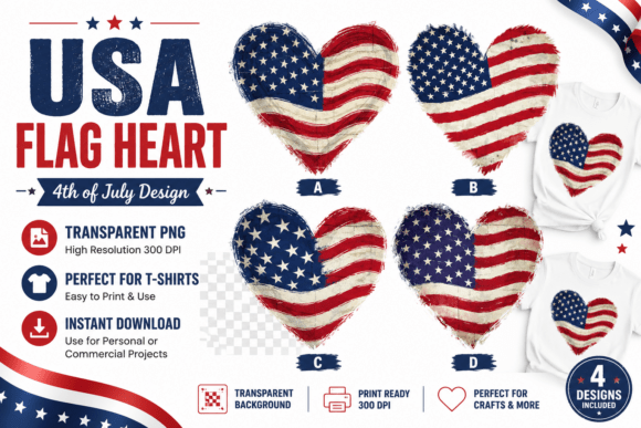 Choosing the Right USA Flag Heart 4th of July PNG for Patriotic Crafts and Commercial Use