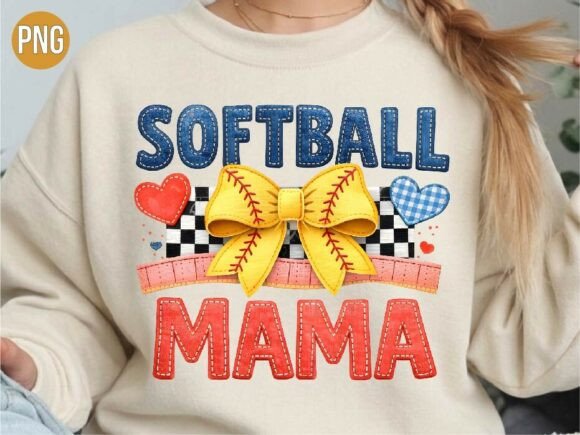 Coquette Softball Mama Bow Patch PNG: Elevating Modern Sports Aesthetics