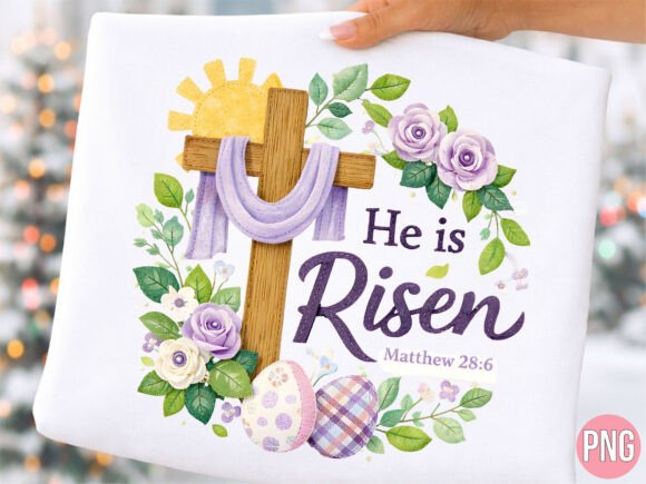 Easter He Is Risen Cross Christian PNG