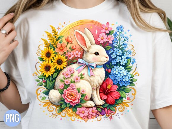 Floral Easter Bunny Rabbit Shirt PNG
