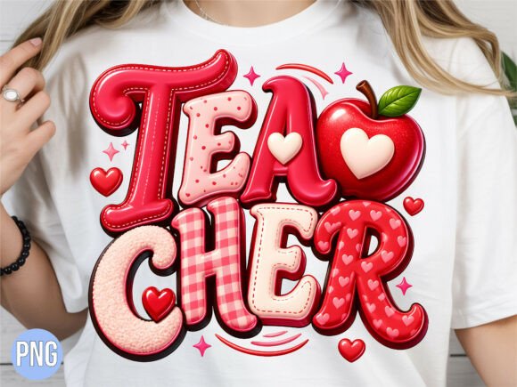 Retro Teacher Valentine Love PNG Design