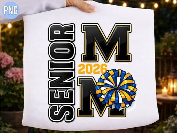 Senior Mom 2026 Cheer Pom Poms PNG Design