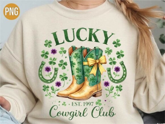St Patricks Lucky Cowgirl Boots PNG