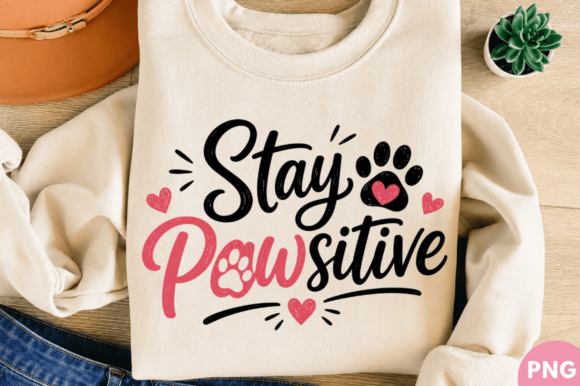 Stay Pawsitive Cute Dog Lover PNG