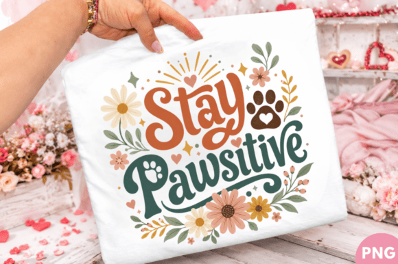 Stay Pawsitive Floral Dog Lover Tee