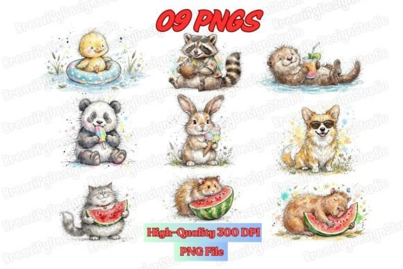 Summer Animals Watercolor PNG Bundle: A Creative Toolkit for Seasonal Projects