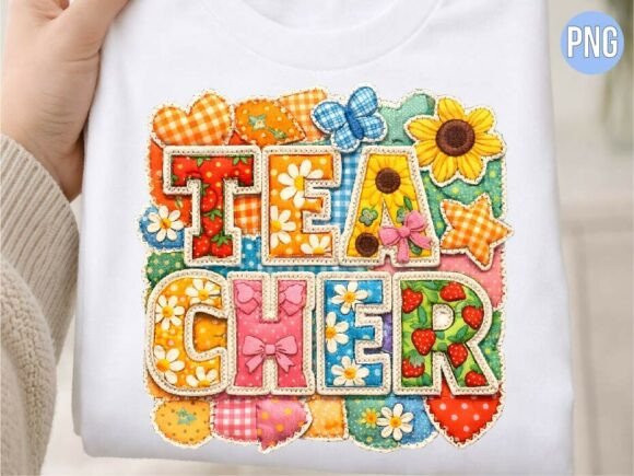 Teacher Patchwork Sunflower PNG: Elevating Educational Creativity with Premium Digital Design