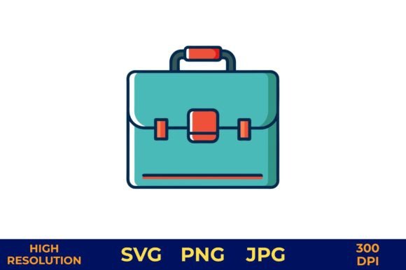 Teal Briefcase Vector with Red Details: Elevating Your Business Design Aesthetic