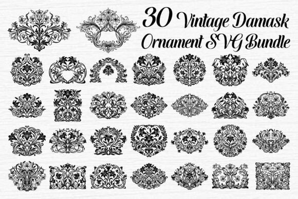 Vintage Damask Ornament SVG Bundle